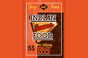 Color vintage indian food banner
