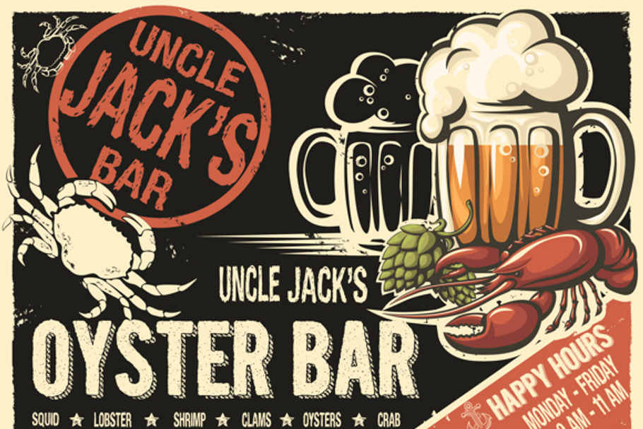 Uncle Jack’s oyster bar poster in Flyer Templates - product preview 8
