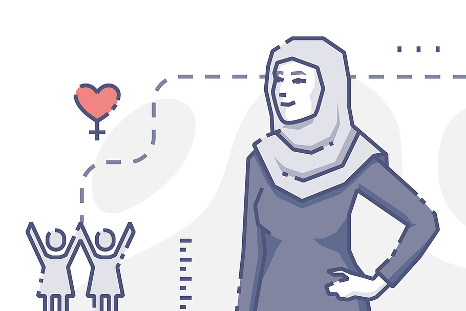 Muslim woman stands akimbo in Illustrations - product preview 8