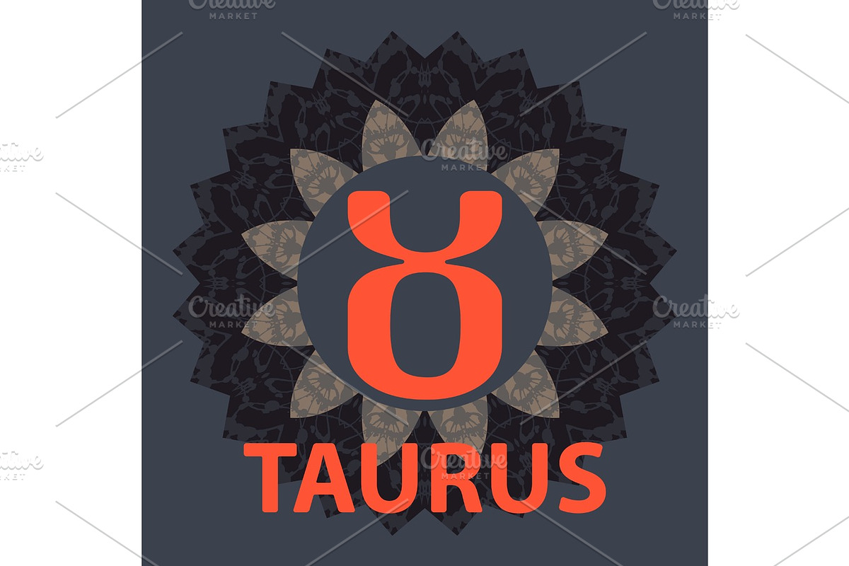 Taurus. Zodiac icon with mandala print. Vector icon. in Illustrations - product preview 8