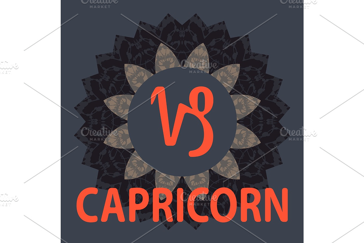 Capricorn. Goat. Zodiac icon with mandala print. Vector icon. in Illustrations - product preview 8