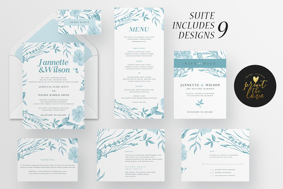 Wedding Invitation Suite - Jannette in Wedding Templates - product preview 8