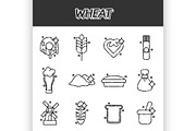 Wheat flat cartoon icons