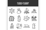 Wild west cartoon concept icons