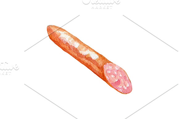 Watercolor cured meats set in Illustrations - product preview 1