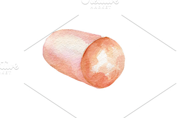 Watercolor cured meats set in Illustrations - product preview 3