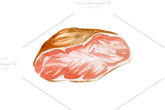 Watercolor cured meats set in Illustrations - product preview 4