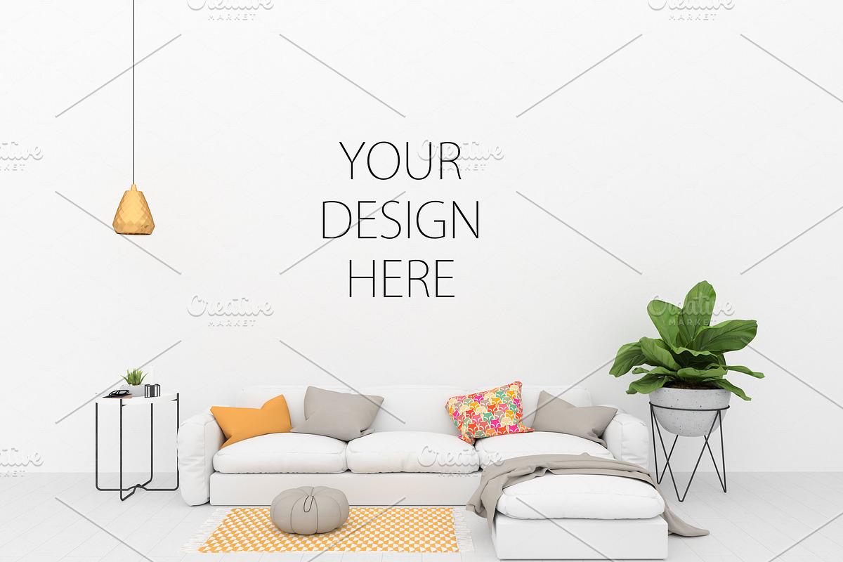 Interior mockup - blank wall mock up in Print Mockups - product preview 8