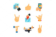 Hand signs icon set
