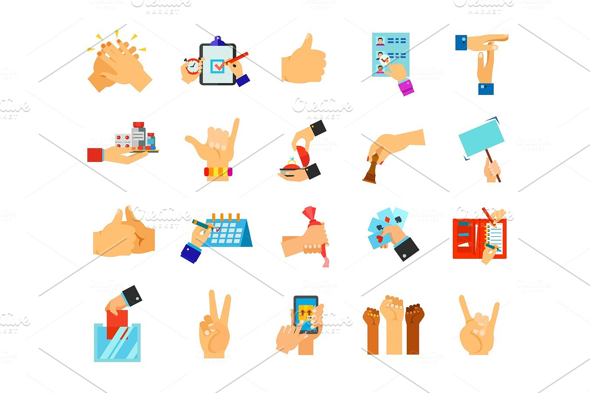 Hands icon set in Illustrations - product preview 8