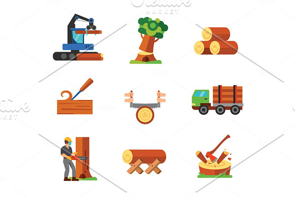 Sawmill icon set