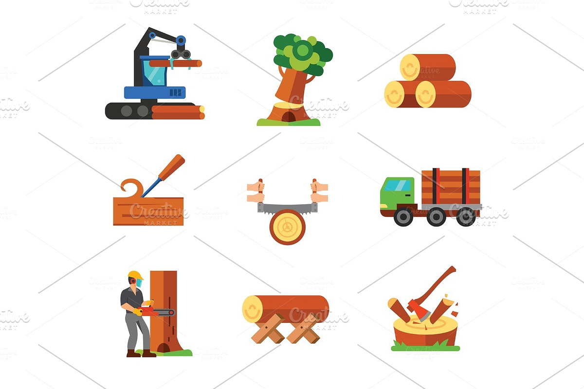 Sawmill icon set in Objects - product preview 8