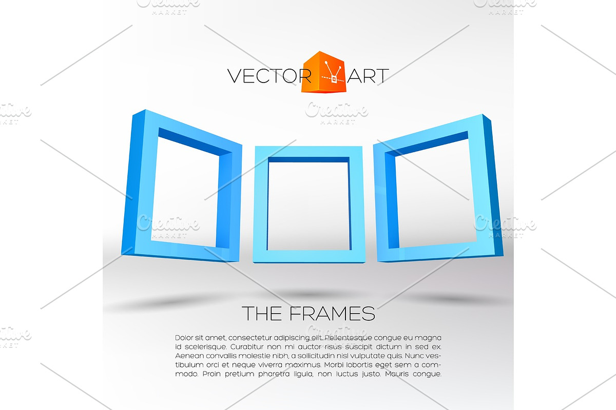 Three blue rectangular 3D frames in Illustrations - product preview 8