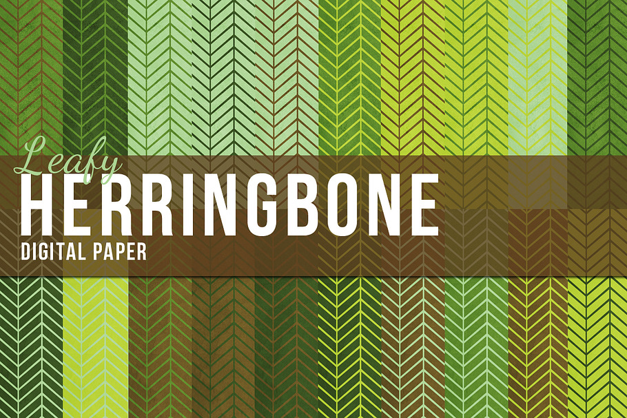 20 Green Herringbone Papers