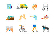 Disabled people icon set