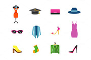 Womens clothes icon set