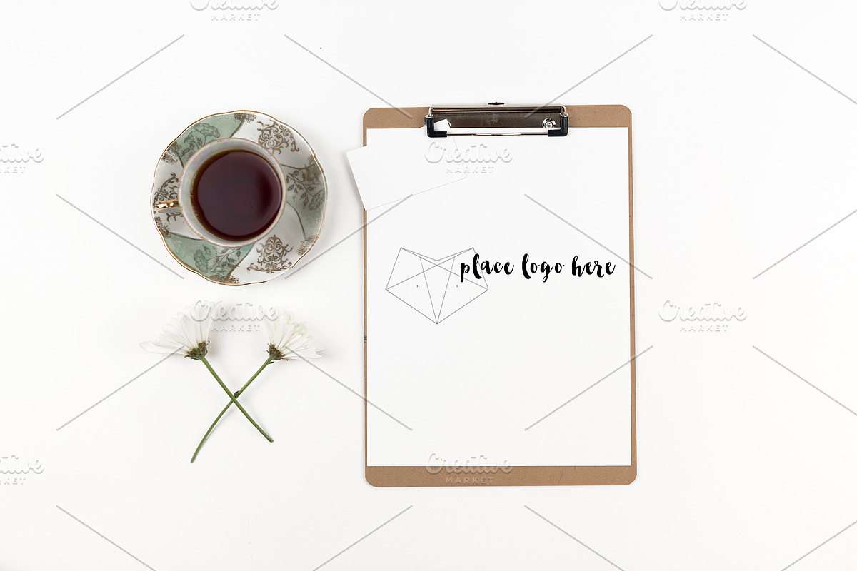 Lay Flat Clipboard & Tea Cup in Product Mockups - product preview 8