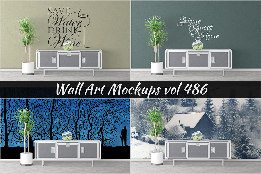 Wall Mockup - Sticker Mockup Vol 486 in Print Mockups - product preview 8
