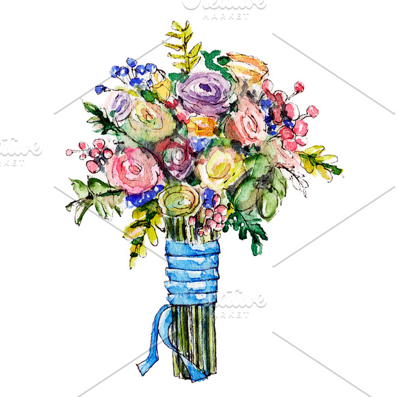 Wedding illustration, watercolor set in Illustrations - product preview 4