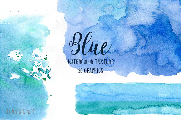 Watercolor Texture Blue in Textures - product preview 4