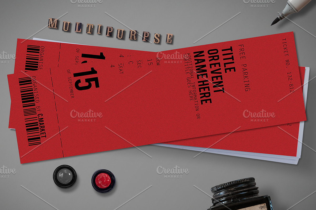 Multipurpose Simple Ticket in Card Templates - product preview 8