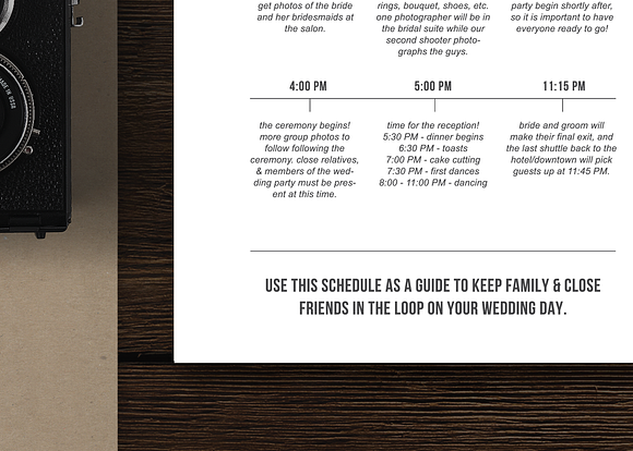 Wedding Day Timeline Template in Flyer Templates - product preview 1
