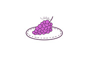 Grapes on Plate Mono Line