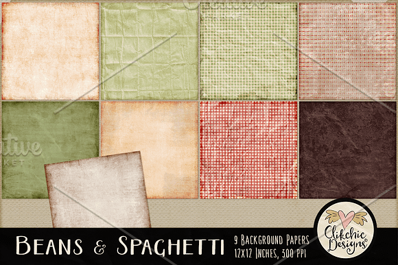 Beans & Spaghetti Digital Paper Pack in Textures - product preview 1