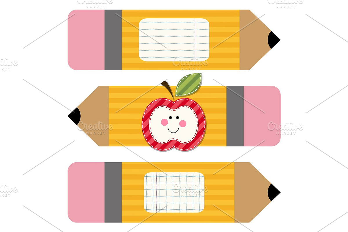 Cute school yellow pencils with pink rubber in Illustrations - product preview 8