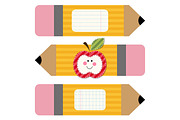 Cute school yellow pencils with pink rubber