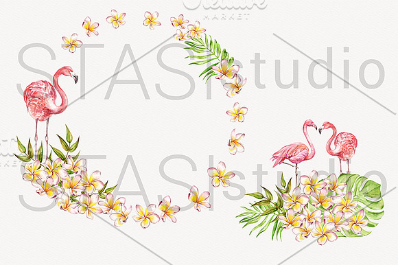 Watercolor Flamingo Clipart in Illustrations - product preview 2