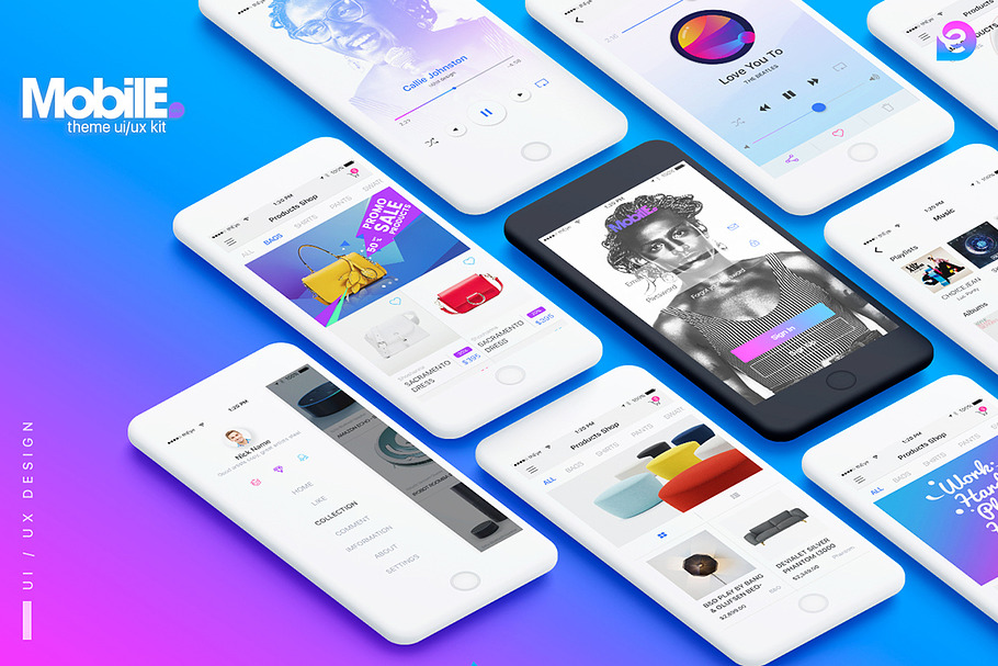 Mobile Theme UI/UX Kit in UI Kits and Libraries - product preview 8