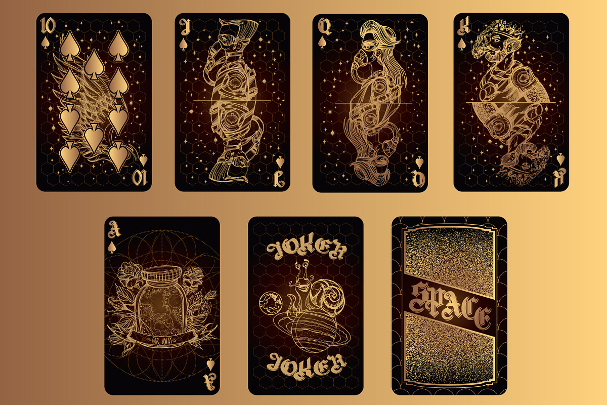 Playing cards. Golden Space. in Illustrations - product preview 8