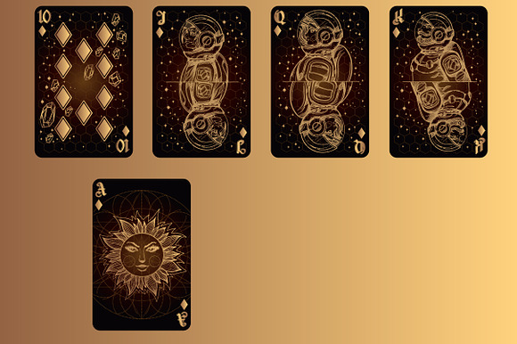 Playing cards. Golden Space. in Illustrations - product preview 1