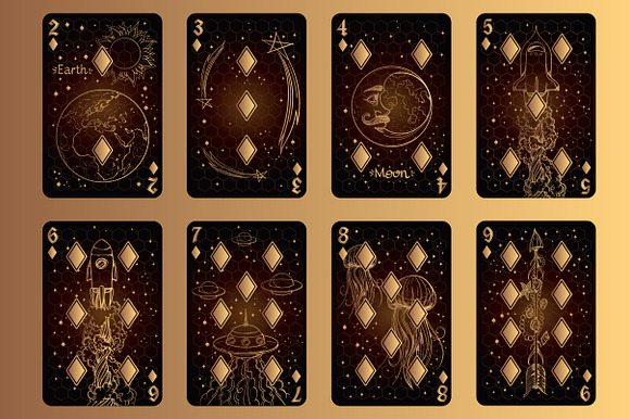 Playing cards. Golden Space. in Illustrations - product preview 3