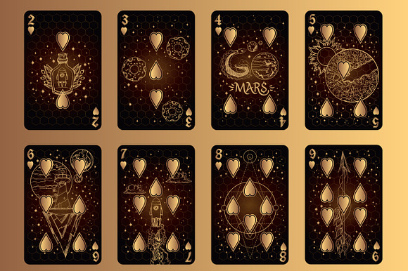Playing cards. Golden Space. in Illustrations - product preview 5