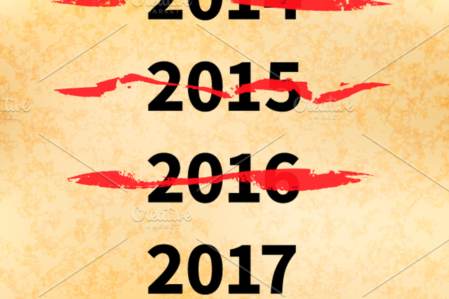 Crossed out years in 2017 calendar
