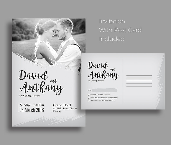 Wedding Invitation Template in Postcard Templates - product preview 2