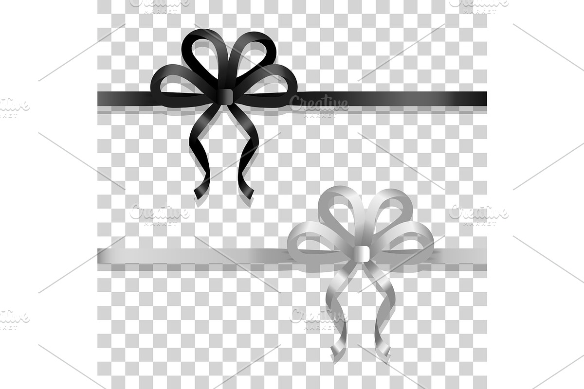 White and Black Narrow Ribbons with Bright Bows in Objects - product preview 8