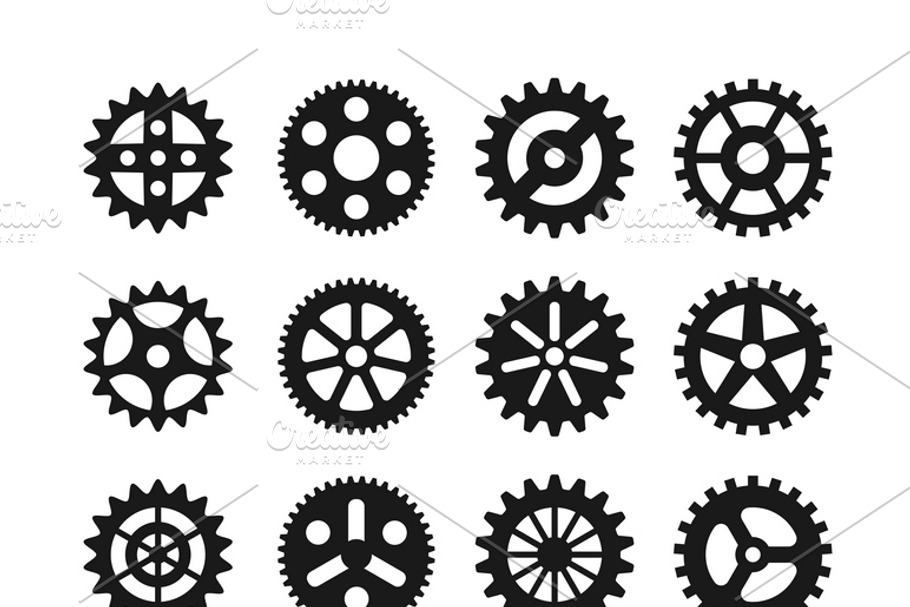 Gear wheels vector icons set in Graphics - product preview 8