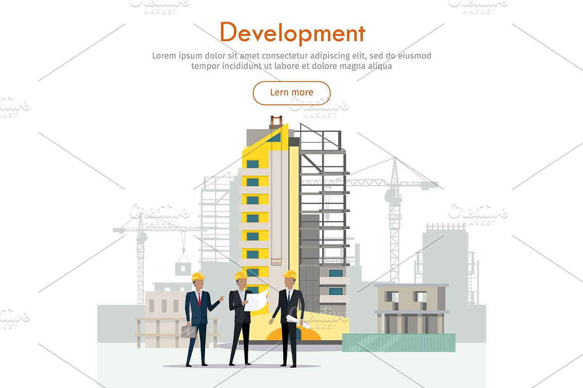 Development. Building Process. Three Businessmen in Illustrations - product preview 8