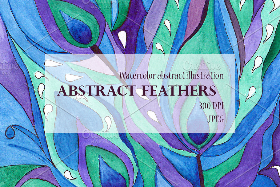 SALE! ABSTRACT FEATHERS watercolor in Illustrations - product preview 8
