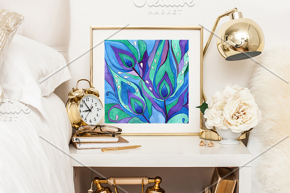 SALE! ABSTRACT FEATHERS watercolor in Illustrations - product preview 1