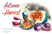 SALE! Autumn Harvest watercolor
