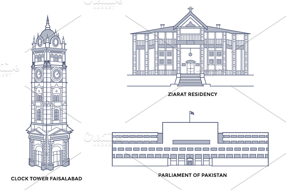 Pakistan Landmarks in Illustrations - product preview 8
