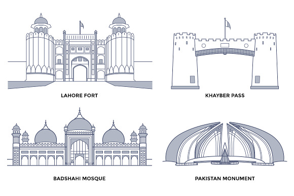 Pakistan Landmarks in Illustrations - product preview 1