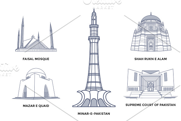Pakistan Landmarks in Illustrations - product preview 2