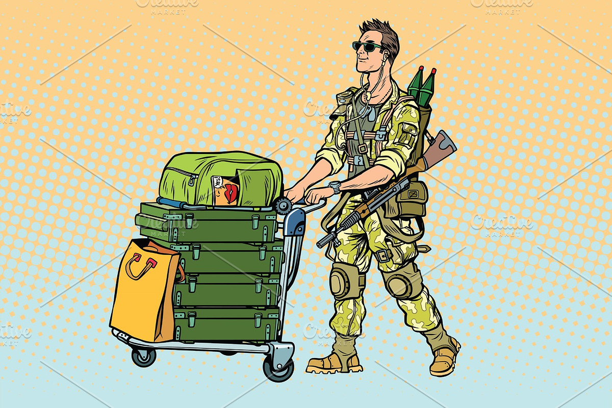 Military tourism, the mercenary with a Luggage in Illustrations - product preview 8