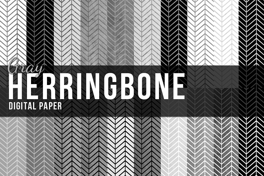 20 Gray Herringbone Papers