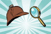Detective hat and magnifying glass
